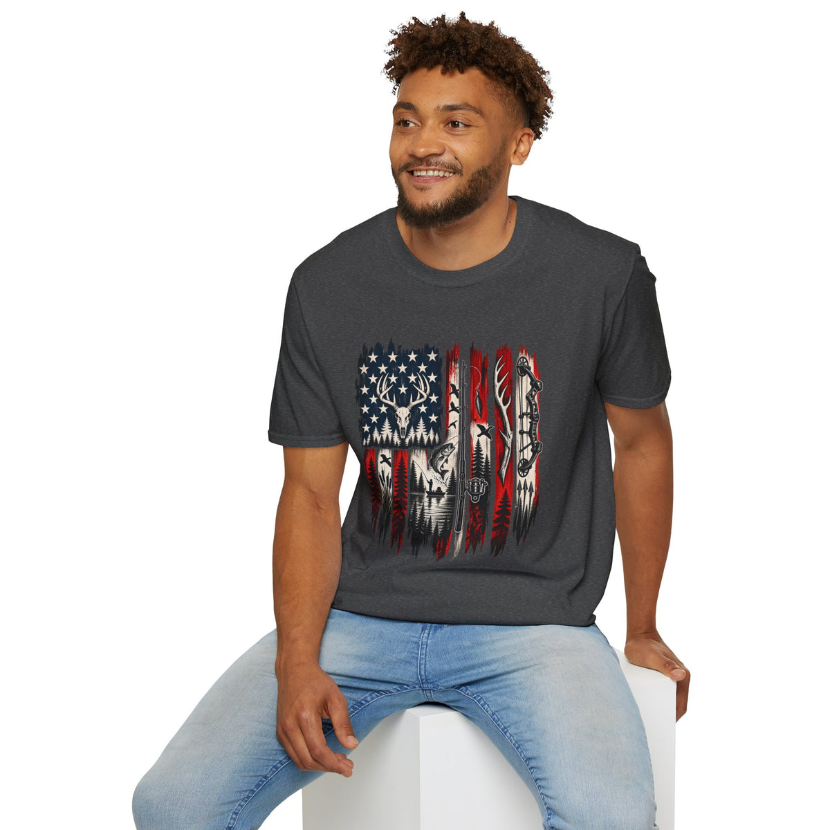 Hunting & Fishing Patriotic Flag T-Shirt