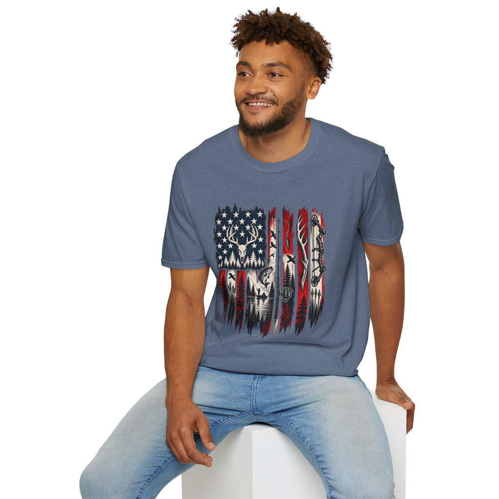 Hunting & Fishing Patriotic Flag T-Shirt