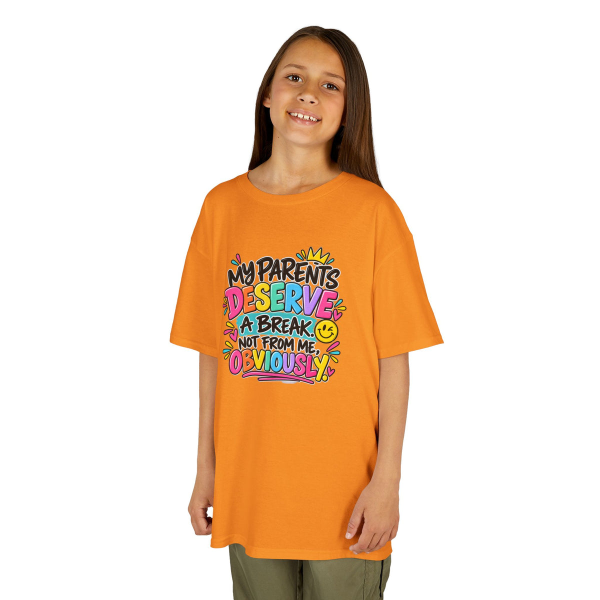 My Parents Deserve a Break Humor Kids Heavy Cotton™ Tee