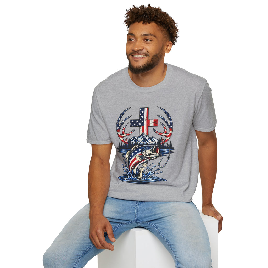 Patriotic Cross, Hunt & Fish T-Shirt