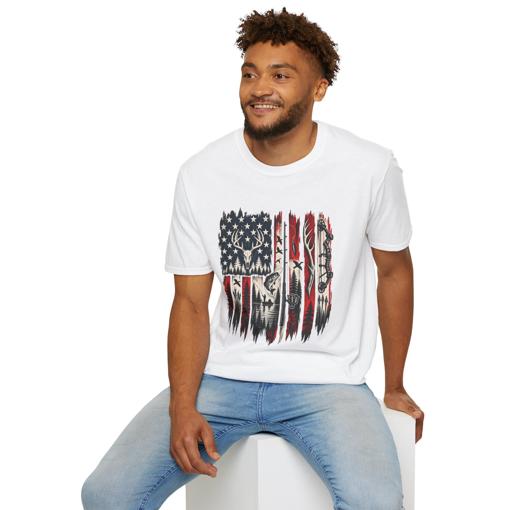 Hunting & Fishing Patriotic Flag T-Shirt