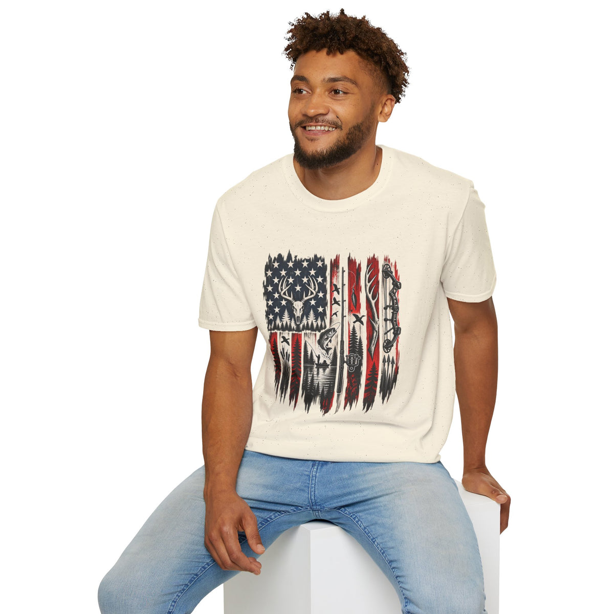 Hunting & Fishing Patriotic Flag T-Shirt