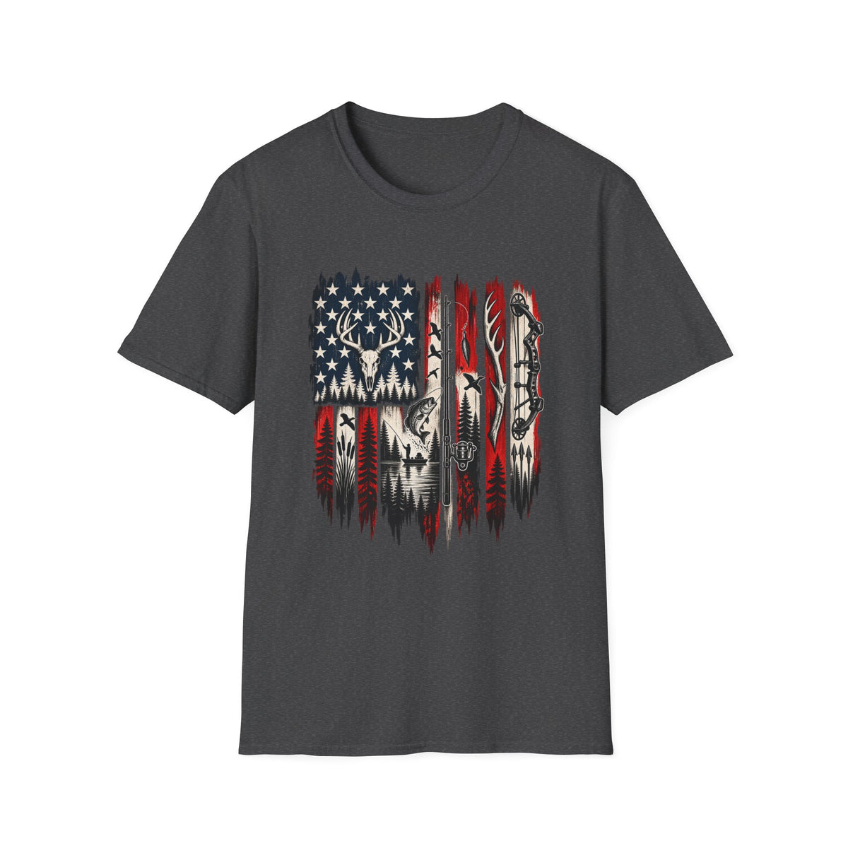 Hunting & Fishing Patriotic Flag T-Shirt