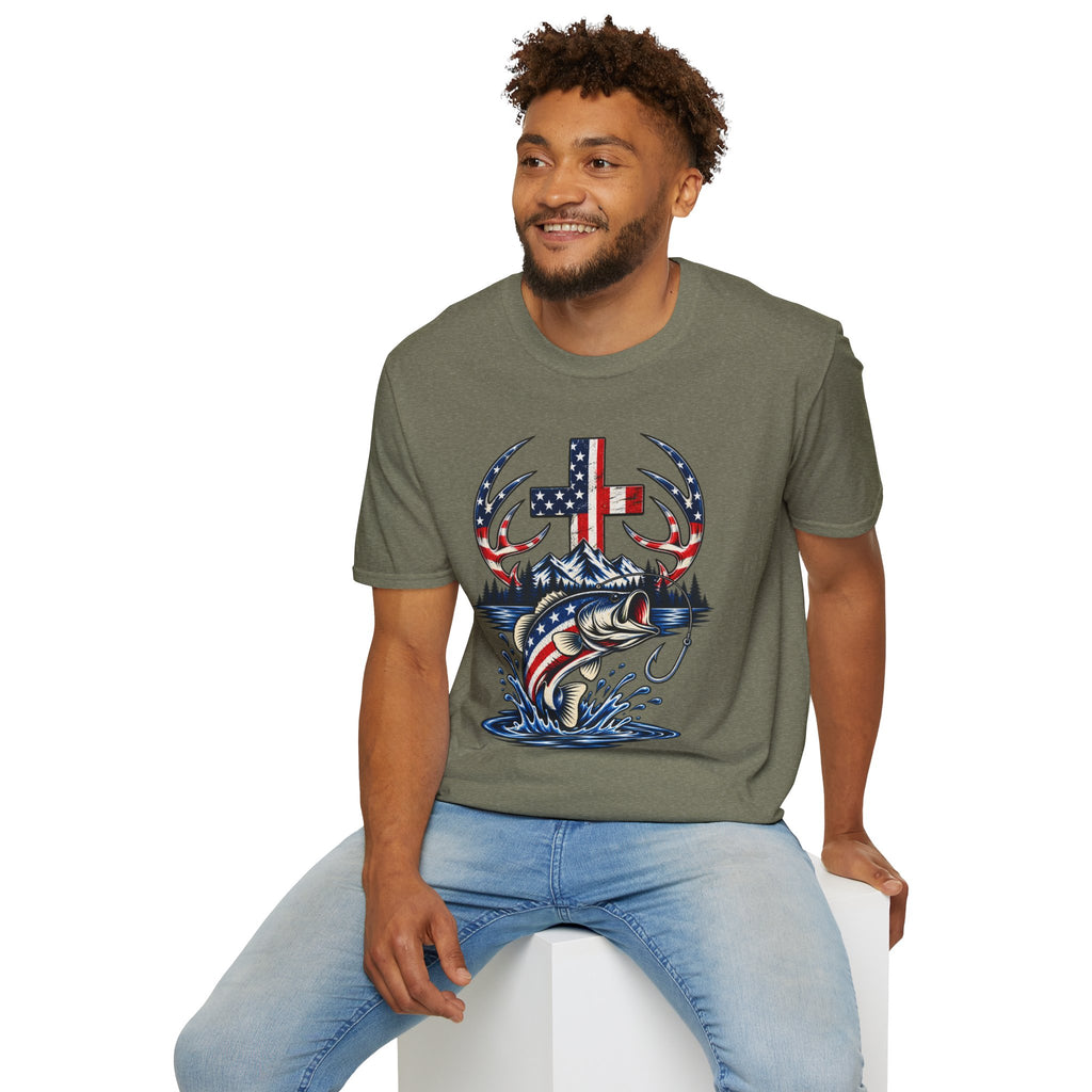 Patriotic Cross, Hunt & Fish T-Shirt
